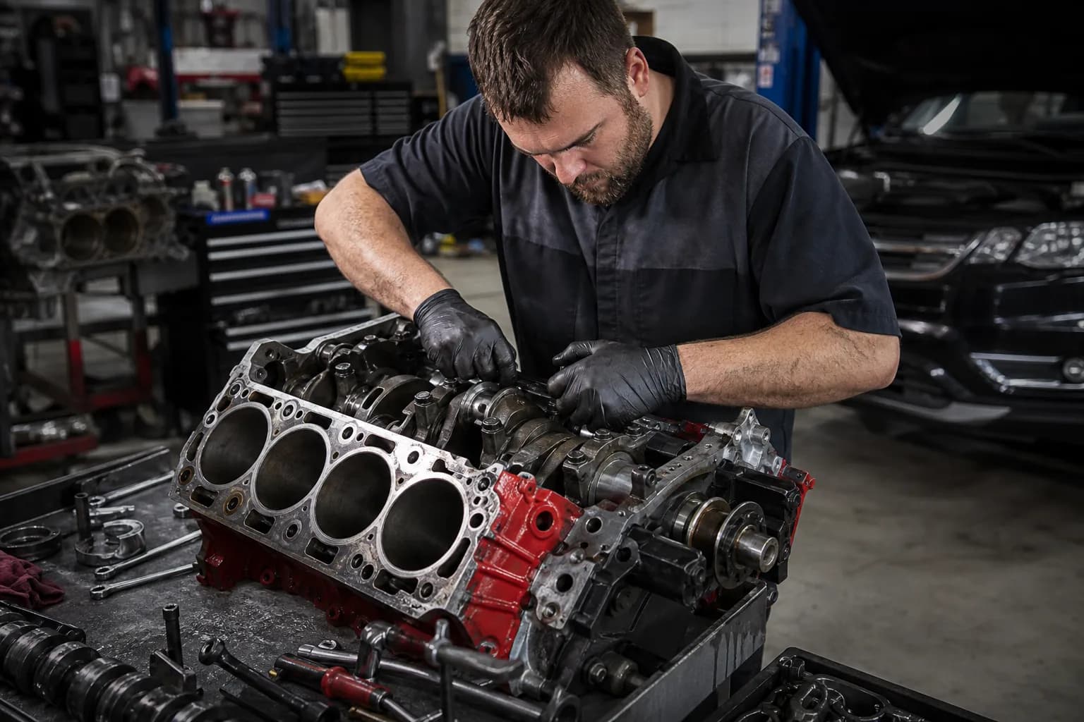 Hands-on engine repair and rebuild work at Jack's Auto Repair